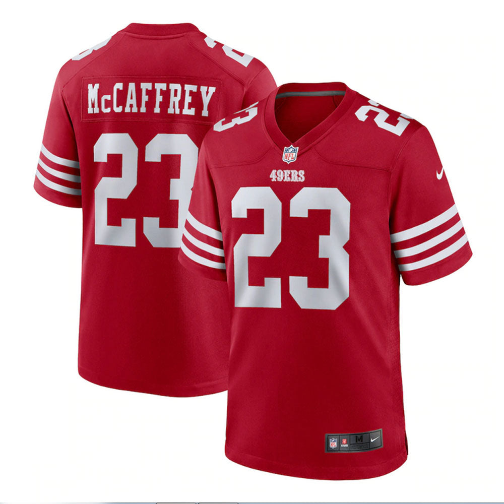 McCaffrey 23 San Francisco 49ers Jersey Shirt Red Kit Adult