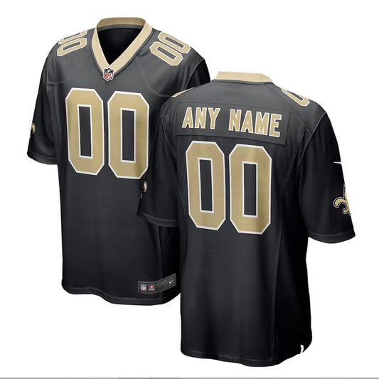 Custom Name New Orleans Saints Jersey Shirt Black Kit Adult